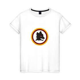 Женская футболка хлопок с принтом AS Roma Italy в Новосибирске, 100% хлопок | прямой крой, круглый вырез горловины, длина до линии бедер, слегка спущенное плечо | as | roma | италия | клуб | рома | футбол | футбольный