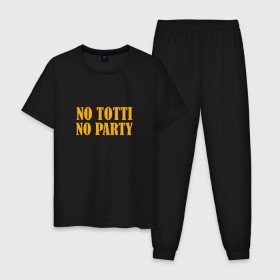 Мужская пижама хлопок с принтом No Totti, No party в Новосибирске, 100% хлопок | брюки и футболка прямого кроя, без карманов, на брюках мягкая резинка на поясе и по низу штанин
 | Тематика изображения на принте: franchesco | roma | totti | рома | тотти