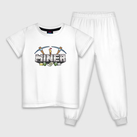 Детская пижама хлопок с принтом Miner в Новосибирске, 100% хлопок |  брюки и футболка прямого кроя, без карманов, на брюках мягкая резинка на поясе и по низу штанин
 | grifer | miner | анти грифер | антигрифер | грифер | майнкрафт | минер