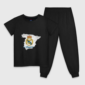 Детская пижама хлопок с принтом Реал Мадрид в Новосибирске, 100% хлопок |  брюки и футболка прямого кроя, без карманов, на брюках мягкая резинка на поясе и по низу штанин
 | real | реал мадрид на карте испанииреал | футбол