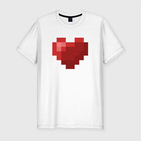 Мужская футболка премиум с принтом Heart в Новосибирске, 92% хлопок, 8% лайкра | приталенный силуэт, круглый вырез ворота, длина до линии бедра, короткий рукав | healthy | minecraft | любовь | майнкрафт