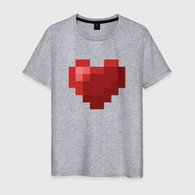 Мужская футболка хлопок с принтом Heart в Новосибирске, 100% хлопок | прямой крой, круглый вырез горловины, длина до линии бедер, слегка спущенное плечо. | healthy | minecraft | любовь | майнкрафт