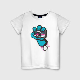 Детская футболка хлопок с принтом Джойстик в руке в Новосибирске, 100% хлопок | круглый вырез горловины, полуприлегающий силуэт, длина до линии бедер | Тематика изображения на принте: джостик | игры | карикатура | рука