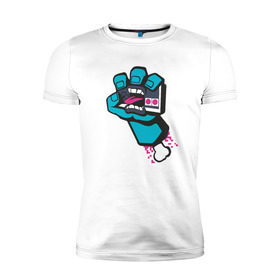 Мужская футболка премиум с принтом Джойстик в руке в Новосибирске, 92% хлопок, 8% лайкра | приталенный силуэт, круглый вырез ворота, длина до линии бедра, короткий рукав | джостик | игры | карикатура | рука