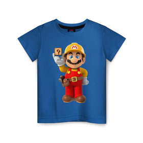 Детская футболка хлопок с принтом Super Mario в Новосибирске, 100% хлопок | круглый вырез горловины, полуприлегающий силуэт, длина до линии бедер | nintendo | марио | нинтендо