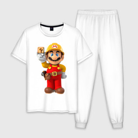 Мужская пижама хлопок с принтом Super Mario в Новосибирске, 100% хлопок | брюки и футболка прямого кроя, без карманов, на брюках мягкая резинка на поясе и по низу штанин
 | nintendo | марио | нинтендо