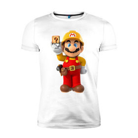 Мужская футболка премиум с принтом Super Mario в Новосибирске, 92% хлопок, 8% лайкра | приталенный силуэт, круглый вырез ворота, длина до линии бедра, короткий рукав | nintendo | марио | нинтендо