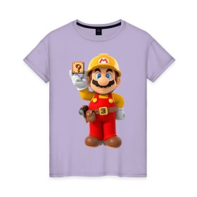 Женская футболка хлопок с принтом Super Mario в Новосибирске, 100% хлопок | прямой крой, круглый вырез горловины, длина до линии бедер, слегка спущенное плечо | nintendo | марио | нинтендо