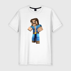 Мужская футболка премиум с принтом Чак Норрис (Minecraft) в Новосибирске, 92% хлопок, 8% лайкра | приталенный силуэт, круглый вырез ворота, длина до линии бедра, короткий рукав | Тематика изображения на принте: norris | майнкрафт