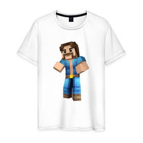Мужская футболка хлопок с принтом Чак Норрис (Minecraft) в Новосибирске, 100% хлопок | прямой крой, круглый вырез горловины, длина до линии бедер, слегка спущенное плечо. | norris | майнкрафт