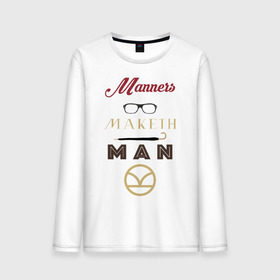 Мужской лонгслив хлопок с принтом Manners Maketh Man [Kingsman] в Новосибирске, 100% хлопок |  | manners maketh man kingsman кингсмен