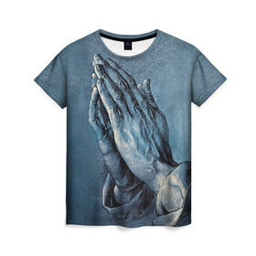 Женская футболка 3D с принтом Руки в Новосибирске, 100% полиэфир ( синтетическое хлопкоподобное полотно) | прямой крой, круглый вырез горловины, длина до линии бедер | hipster | pray | style | руки | хипстер | хипстеры