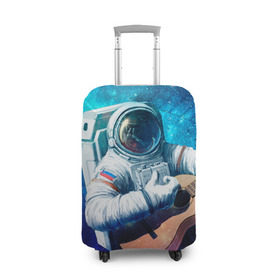 Чехол для чемодана 3D с принтом Космонавт с гитарой в Новосибирске, 86% полиэфир, 14% спандекс | двустороннее нанесение принта, прорези для ручек и колес | гитара