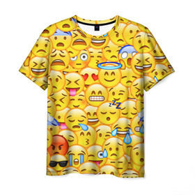 Мужская футболка 3D с принтом Emoji в Новосибирске, 100% полиэфир | прямой крой, круглый вырез горловины, длина до линии бедер | emoji | смайлы | эмоджи