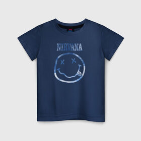 Детская футболка хлопок с принтом Nirvana sky в Новосибирске, 100% хлопок | круглый вырез горловины, полуприлегающий силуэт, длина до линии бедер | cobain | kurt | nirvana | кобейн | курт | нирвана