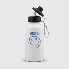 Бутылка спортивная с принтом Nirvana sky в Новосибирске, металл | емкость — 500 мл, в комплекте две пластиковые крышки и карабин для крепления | cobain | kurt | nirvana | кобейн | курт | нирвана