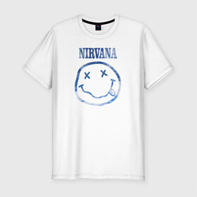 Мужская футболка премиум с принтом Nirvana sky в Новосибирске, 92% хлопок, 8% лайкра | приталенный силуэт, круглый вырез ворота, длина до линии бедра, короткий рукав | cobain | kurt | nirvana | кобейн | курт | нирвана