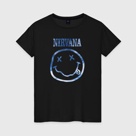 Женская футболка хлопок с принтом Nirvana sky в Новосибирске, 100% хлопок | прямой крой, круглый вырез горловины, длина до линии бедер, слегка спущенное плечо | cobain | kurt | nirvana | кобейн | курт | нирвана