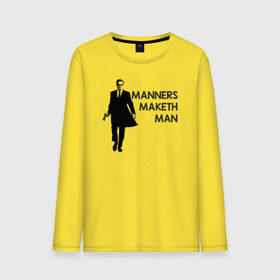 Мужской лонгслив хлопок с принтом Manners Maketh Man в Новосибирске, 100% хлопок |  | manners maketh man kingsman кингсман