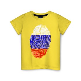 Детская футболка хлопок с принтом Отпечаток Россия в Новосибирске, 100% хлопок | круглый вырез горловины, полуприлегающий силуэт, длина до линии бедер | лайк | отпечаток пальца | палец | россия | рука | триколор | флаг