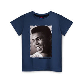 Детская футболка хлопок с принтом Мухаммед Али (Muhammad Ali) в Новосибирске, 100% хлопок | круглый вырез горловины, полуприлегающий силуэт, длина до линии бедер | Тематика изображения на принте: мухаммед али
