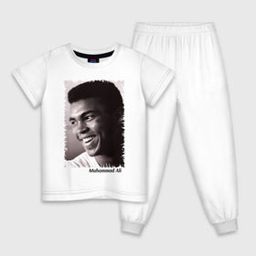 Детская пижама хлопок с принтом Мухаммед Али (Muhammad Ali) в Новосибирске, 100% хлопок |  брюки и футболка прямого кроя, без карманов, на брюках мягкая резинка на поясе и по низу штанин
 | Тематика изображения на принте: мухаммед али