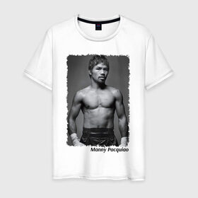 Мужская футболка хлопок с принтом Мэнни Пакиао (Manny Pacquiao) в Новосибирске, 100% хлопок | прямой крой, круглый вырез горловины, длина до линии бедер, слегка спущенное плечо. | Тематика изображения на принте: manny pacquiao | бокс | мэнни пакиао | чемпион