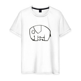 Мужская футболка хлопок с принтом самодостаточный слоник в Новосибирске, 100% хлопок | прямой крой, круглый вырез горловины, длина до линии бедер, слегка спущенное плечо. | Тематика изображения на принте: слон