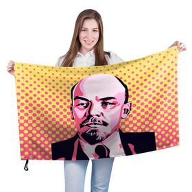 Флаг 3D с принтом Поп-арт. Ленин в Новосибирске, 100% полиэстер | плотность ткани — 95 г/м2, размер — 67 х 109 см. Принт наносится с одной стороны | lenin | ильич | ленин | поп арт | ретро | ссср | товарищ
