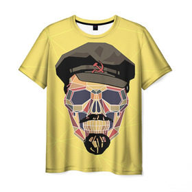 Мужская футболка 3D с принтом Полигональный череп Ленина в Новосибирске, 100% полиэфир | прямой крой, круглый вырез горловины, длина до линии бедер | Тематика изображения на принте: lenin | ильич | ленин | полигональный череп | ретро | ссср | товарищ | череп