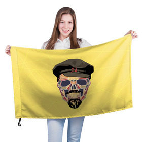 Флаг 3D с принтом Полигональный череп Ленина в Новосибирске, 100% полиэстер | плотность ткани — 95 г/м2, размер — 67 х 109 см. Принт наносится с одной стороны | lenin | ильич | ленин | полигональный череп | ретро | ссср | товарищ | череп