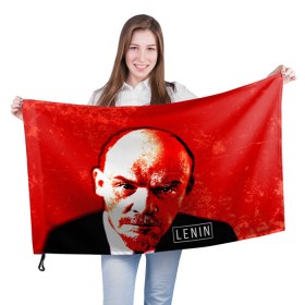 Флаг 3D с принтом Ленин в Новосибирске, 100% полиэстер | плотность ткани — 95 г/м2, размер — 67 х 109 см. Принт наносится с одной стороны | lenin | ильич | ленин | ретро | ссср | товарищ