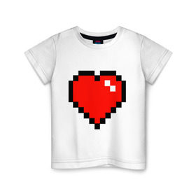 Детская футболка хлопок с принтом Minecraft сердце в Новосибирске, 100% хлопок | круглый вырез горловины, полуприлегающий силуэт, длина до линии бедер | minecraft | minecraft сердцесердце | игра | майнкрафт.