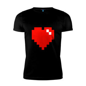 Мужская футболка премиум с принтом Minecraft сердце в Новосибирске, 92% хлопок, 8% лайкра | приталенный силуэт, круглый вырез ворота, длина до линии бедра, короткий рукав | minecraft | minecraft сердцесердце | игра | майнкрафт.
