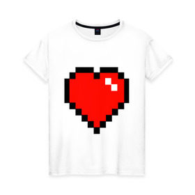 Женская футболка хлопок с принтом Minecraft сердце в Новосибирске, 100% хлопок | прямой крой, круглый вырез горловины, длина до линии бедер, слегка спущенное плечо | minecraft | minecraft сердцесердце | игра | майнкрафт.