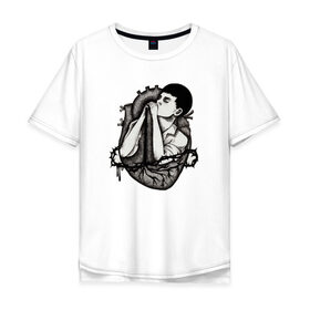 Мужская футболка хлопок Oversize с принтом Ian Curtis (Joy Division) в Новосибирске, 100% хлопок | свободный крой, круглый ворот, “спинка” длиннее передней части | Тематика изображения на принте: 