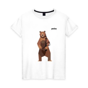 Женская футболка хлопок с принтом Медведь Plan B №2 (чёрный) в Новосибирске, 100% хлопок | прямой крой, круглый вырез горловины, длина до линии бедер, слегка спущенное плечо | planb | кальян | медведь | на макете изображен бурый медведь с кальяном | планб