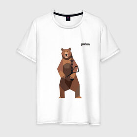 Мужская футболка хлопок с принтом Медведь Plan B №2 (чёрный) в Новосибирске, 100% хлопок | прямой крой, круглый вырез горловины, длина до линии бедер, слегка спущенное плечо. | Тематика изображения на принте: planb | кальян | медведь | на макете изображен бурый медведь с кальяном | планб