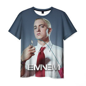 Мужская футболка 3D с принтом Eminem в Новосибирске, 100% полиэфир | прямой крой, круглый вырез горловины, длина до линии бедер | eminem | music | rap | музыка | реп | эминем