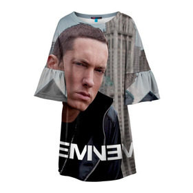 Детское платье 3D с принтом Eminem в Новосибирске, 100% полиэстер | прямой силуэт, чуть расширенный к низу. Круглая горловина, на рукавах — воланы | Тематика изображения на принте: eminem | music | rap | музыка | реп | эминем