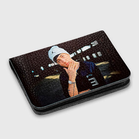 Картхолдер с принтом с принтом Eminem в Новосибирске, натуральная матовая кожа | размер 7,3 х 10 см; кардхолдер имеет 4 кармана для карт; | Тематика изображения на принте: eminem | music | rap | музыка | реп | эминем