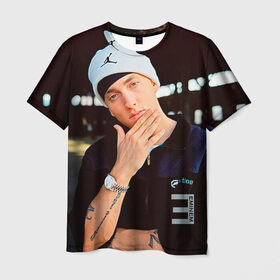 Мужская футболка 3D с принтом Eminem в Новосибирске, 100% полиэфир | прямой крой, круглый вырез горловины, длина до линии бедер | eminem | music | rap | музыка | реп | эминем