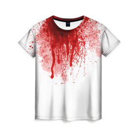 Женская футболка 3D с принтом Кровь в Новосибирске, 100% полиэфир ( синтетическое хлопкоподобное полотно) | прямой крой, круглый вырез горловины, длина до линии бедер | halloween | без головы | кровь | праздник | тыква | хэллоуин