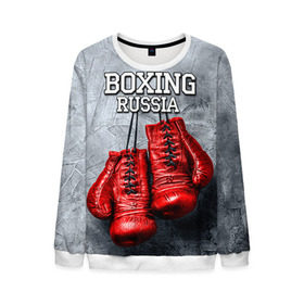 Мужской свитшот 3D с принтом Boxing в Новосибирске, 100% полиэстер с мягким внутренним слоем | круглый вырез горловины, мягкая резинка на манжетах и поясе, свободная посадка по фигуре | boxing | boxing russia | бокс | боксер | перчатки