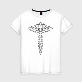 Женская футболка хлопок с принтом Эмблема в Новосибирске, 100% хлопок | прямой крой, круглый вырез горловины, длина до линии бедер, слегка спущенное плечо | doctor | medic | medicine | врач | доктор | медицина