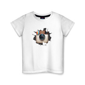 Детская футболка хлопок с принтом Instagram в Новосибирске, 100% хлопок | круглый вырез горловины, полуприлегающий силуэт, длина до линии бедер | инстаграм