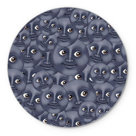 Коврик круглый с принтом Эмодзи в Новосибирске, резина и полиэстер | круглая форма, изображение наносится на всю лицевую часть | emoji | moon | луна | смайл | смайлик | эмоджи | эмодзи