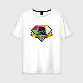 Женская футболка хлопок Oversize с принтом Rainbow Dash в Новосибирске, 100% хлопок | свободный крой, круглый ворот, спущенный рукав, длина до линии бедер
 | my little pony | rainbow dash | красивая картинка с rainbow dash.радуга | пони