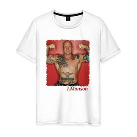 Мужская футболка хлопок с принтом Джефф Монсон в Новосибирске, 100% хлопок | прямой крой, круглый вырез горловины, длина до линии бедер, слегка спущенное плечо. | ufc