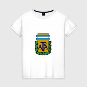Женская футболка хлопок с принтом Сборная Аргентины в Новосибирске, 100% хлопок | прямой крой, круглый вырез горловины, длина до линии бедер, слегка спущенное плечо | argentina | аргентина | сборная аргентина | футбол